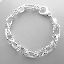 Solid 925 silver textured oval link bracelet 10mm