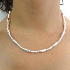Collana catena in argento sfere e ovaline 
