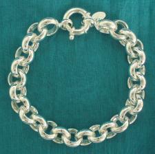 Sterling silver belcher bracelet 12mm. Silver round rolo link bracelet