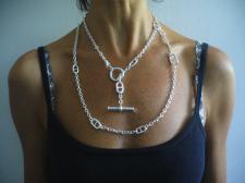 Sterling silver anchor chain toggle necklace 