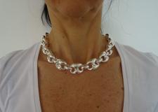 Sterling silver women's maglia marina link necklace