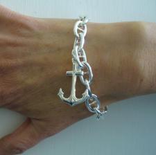 Sterling silver anchor chain bracelet