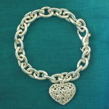 Bracciale con ciondolo cuore traforato in argento 925