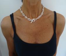 Silver toggle mariner link necklace