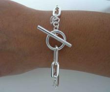 Silver paperclip toggle bracelet