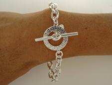 Greek key link bracelet in sterling silver