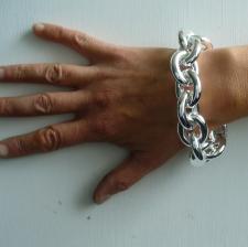 Sterling silver large oval link bracelet