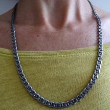 Oxidized 925 sterling silver flat marina chain necklace