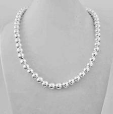 Sterling silver bead necklace 8mm. Length 45cm, weight 58 grams.