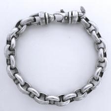 OXIDIZED sterling silver solid oval rolo link bracelet 8,5mm. Rotating clasp.