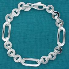 Sterling silver men's bracelet. Round & rectangular link.