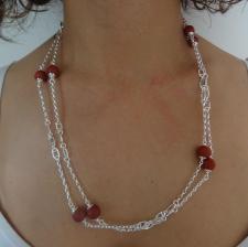 Silver necklace with jasper beads