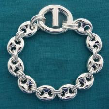 Sterling silver italian mariner bracelet 12mm. Oval clasp 22x26 mm.