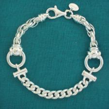 Solid sterling silver bracelet. Curb link 6mm and round link 15mm.
