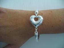 Sterling silver semi-bangle bracelet with large heart 26mm.