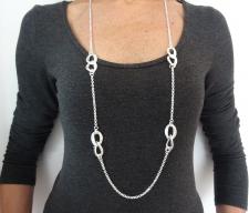 Sterling silver Croco texture link necklace