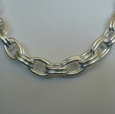 Sterling silver double oval link necklace