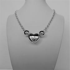 Sterling silver oval rolo necklace with heart 