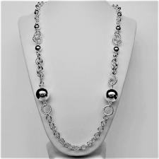 Long sterling silver necklace with beads.