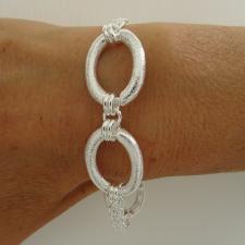 925 silver frosted link bracelet