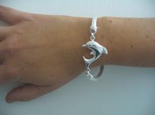 Sterling silver bangle bracelet with dolphin.