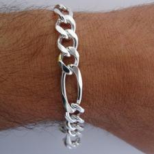 Sterling silver solid diamond cut figaro bracelet 10mm x 3,2mm.
