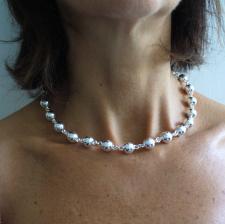 Sterling silver beaded chain necklace 10mm