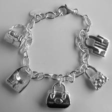 Silver bag charm bracelet