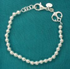 Silver beads bracelet for men