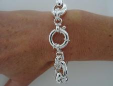 Sterling silver oval rolo link bracelet 15mm