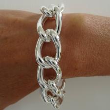 VISTOSO Bracciale in argento 925 maglia grumetta allungata. Larghezza 18mm.