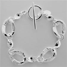 Croco texture link bracelet in sterling silver