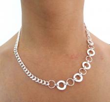 Collana in argento 925 massiccio, catena grumetta 5,5mm e catena a maglie tonde 12mm.