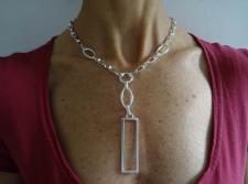 Sterling silver necklace rectangular pendant