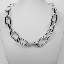 Sterling silver rectangular link necklace