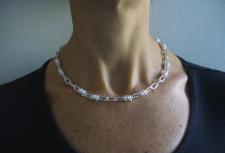 925 silver textured link necklace made in Tuscany
