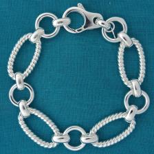 Sterling silver textured link bracelet 14mm