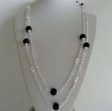 Silver necklace with onyx beads