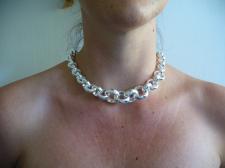 Sterling silver graduated belcher necklace