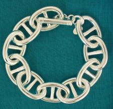 Sterling silver mariner bracelet 20mm. T-bar closure. Hollow link.