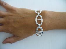 Handmade textured oval link bracelet