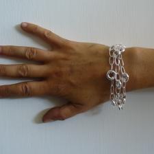 Sterling silver bracelet round oval link bracelet.