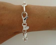 925 silver textured link bracelet 9mm