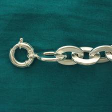 Sterling silver flat oval link bracelet 14mm. Hollow chain.