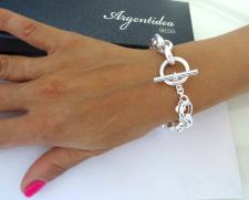 Chiusura a barretta bracciale in argento 925 rolo ovale 10mm