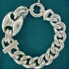 Bracciale argento 925 maglia marina 27mm catena grumetta vuota