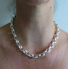 Oval rolo necklace 10mm in sterling silver