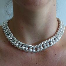 Silver double curb link necklace