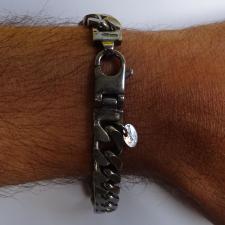 Bracciale uomo argento annerito maglia grumetta