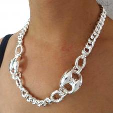 Sterling silver maglia marina & curb link chain necklace 27mm.